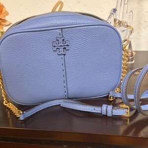 Tory Burch Periwinkle Crossbody Bag with Gold Accents